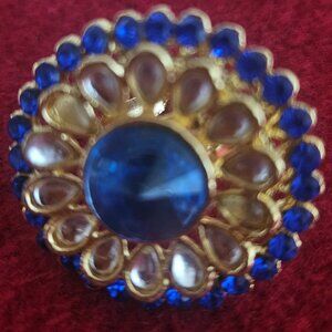 Blue and white stone gold ring bridal wedding kundan bollywood